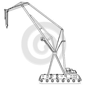 Floating crane. Vector