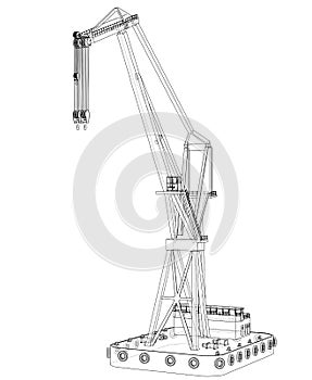 Floating crane. Vector