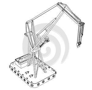 Floating crane. Vector