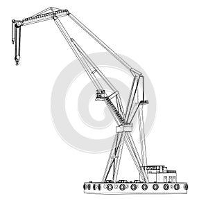 Floating crane. Vector