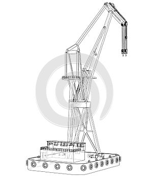 Floating crane. Vector