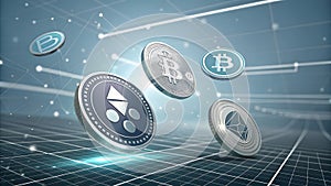 Floating Cryptocurrency Coins: Bitcoin, Ethereum, Binance, and More photo