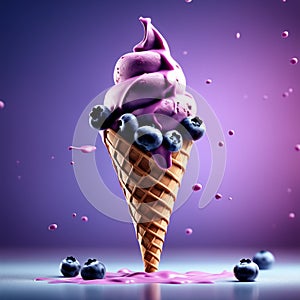 Floating delicious blueberry gelato cone is a summertime treat that is sure to tantalize your taste buds