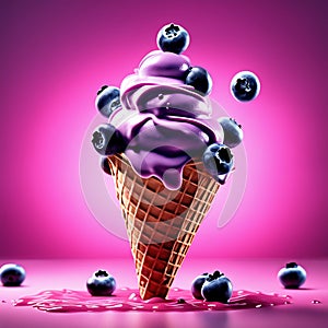 Floating delicious blueberry gelato cone is a summertime treat that is sure to tantalize your taste buds