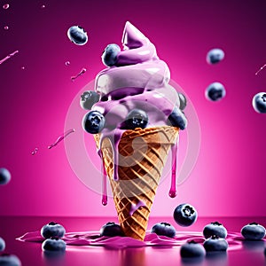 Floating delicious blueberry gelato cone is a summertime treat that is sure to tantalize your taste buds