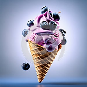 Floating delicious blueberry gelato cone is a summertime treat that is sure to tantalize your taste buds