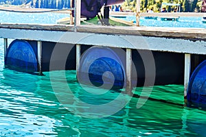 Floating Dock made with empty Plastic Barrels