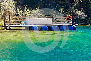 Floating Dock made with empty Plastic Barrels