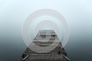 Floating dock in mist