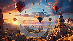 Floating Dreams: Hot Air Balloons Over the Enchanting Cappadocian Landscape