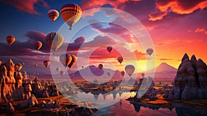 Floating Dreams: Hot Air Balloons Over the Enchanting Cappadocian Landscape