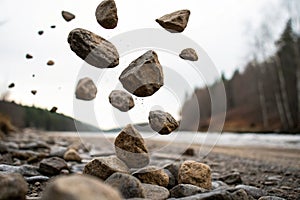 Floating Falling Rocks. A layout of rocks that are either floating or falling for use in layouts