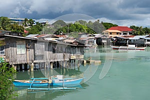 Floating Fishing Village with Rustic boats - Tagbilaran, Philippines