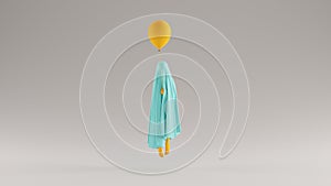 Floating Ghost Spirit of a Child Gulf Blue Turquoise and Orange with a Orange Balloon