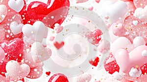 Floating Glitter Hearts Background: Romantic and Festive Valentine's Day Theme.Seamless pattern