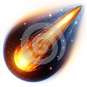 Floating glowing comet with rotating tail