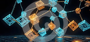 Floating Golden Bitcoin Network AI Generative