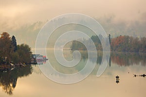 Floating Homes on the Willamette River in Oregon