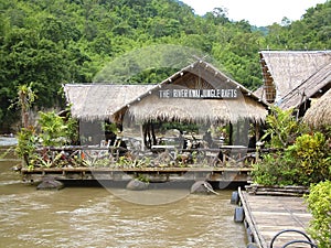 Floating hotel on River Kwai, Thailand