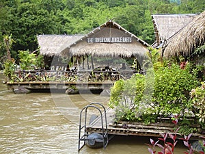 Floating hotel on River Kwai, Thailand