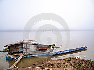 Floating house on Mekong river at Chiangkhan