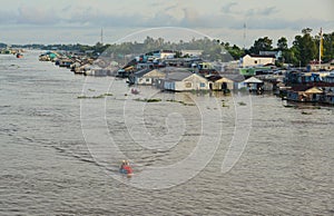 Floating houses in Chau Doc, Vietnam