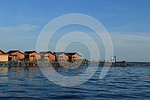 Floating houses in Derawan Island of Indonesia