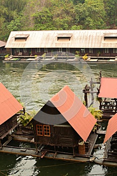 Floating houses. Khwae Noi river. Sai Yok National Park. Kanchanaburi. Thailand