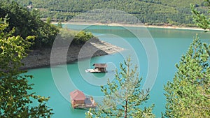 Floating houses on the lake, landscape