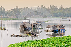 Floating houses at Mekong Delta in Angiang, Vietnam