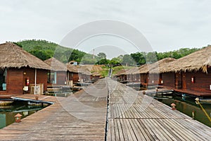 Floating houses in resort in Karnjanaburi, Thailand / Floating