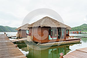 Floating houses in resort in Karnjanaburi, Thailand / Floating