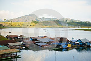 Floating houses, wangka, mon minority village photo