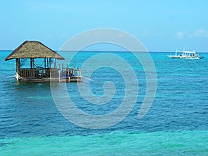 Floating hut at tropical island