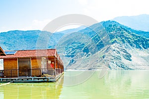 Floating Huts on tehri lake, Floating resort on tehri lake, Uttarakhand, India. Maldives of india. Tehri lake in Uttarakhand,