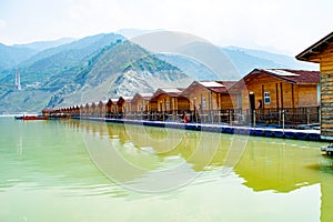 Floating Huts on tehri lake, Floating resort on tehri lake, Uttarakhand, India. Maldives of india. Tehri lake in Uttarakhand,