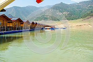 Floating Huts on tehri lake, Floating resort on tehri lake, Uttarakhand, India. Maldives of india. Tehri lake in Uttarakhand,