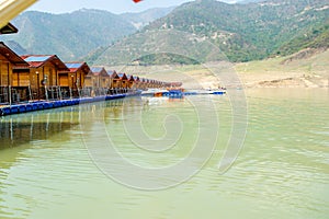 Floating Huts on tehri lake, Floating resort on tehri lake, Uttarakhand, India. Maldives of india. Tehri lake in Uttarakhand,