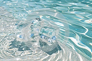 Floating Ice Cube in Water Pool