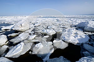 Floating ice in Shiretoko,Hokkaido,Japan