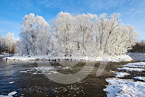 The floating ice and soft rime