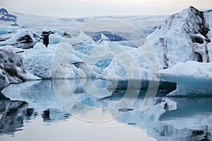 Floating iceberg fron the melding glacier