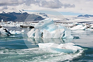 Floating iceberg at Jokulsarlon ice lagoon, Iceland