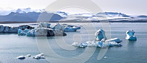 Icebergs in Jokulsarlon glacier lagoon, Iceland