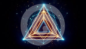 A floating impossible triangle in space, AI generated image