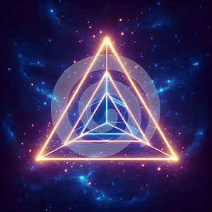 A floating impossible triangle in space, AI generated image