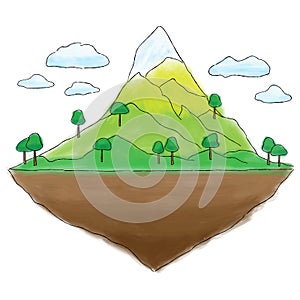 Floating island mountain doodle