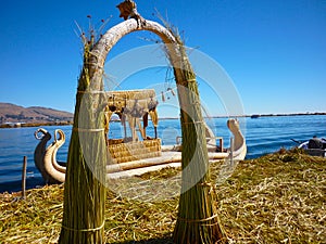 Isla flotantes de los Uros on the lake Titicaca, Peru photo