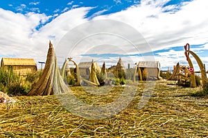 Floating Islands on Lake Titicaca Puno, Peru, South America. Dense root that plants Khili