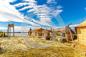 Floating Islands on Lake Titicaca Puno, Peru, South America. Dense root that plants Khili interweave form natural layer